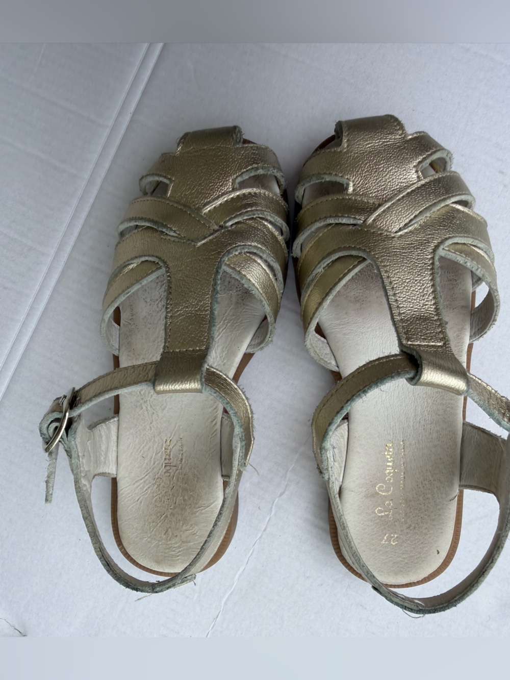 La Coqueta Sophia Sandal Metallic Gold Leather Girls Sandals | EU 25 - Picture 9 of 14